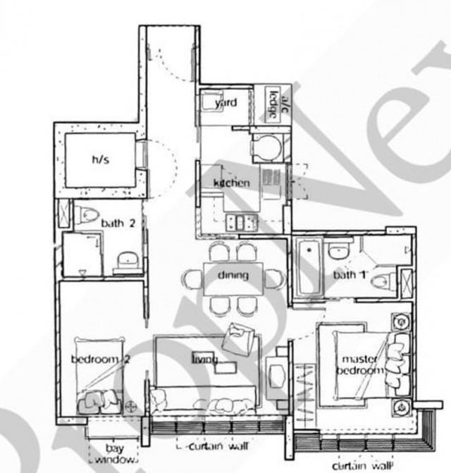 Mandale Heights Apartment For Rent, $3,900, 2 Bed 2 Bath 818 sqft $4.77 psf