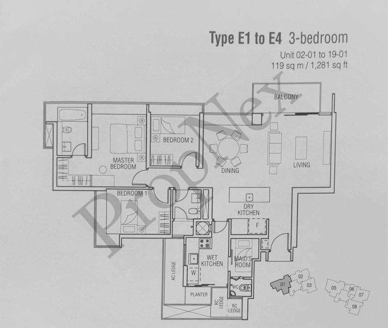 Domain 21 Condominium For Rent, $6,999, 3 Bed 3 Bath 1,281 sqft $5.46 psf