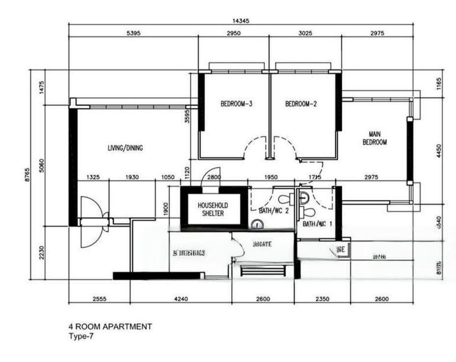 345 Bukit Batok Street 34 HDB Apartment Room Rental, $700, 1 Bed 1 Bath 129 sqft $5.43 psf