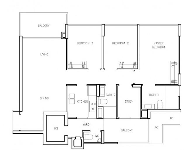 Waterview Condominium For Rent, $4,800, 3 Bed 3 Bath 1,184 sqft $4.05 psf