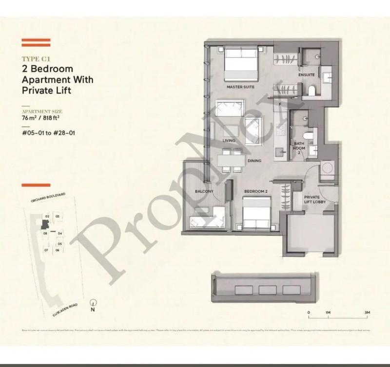 Cuscaden Reserve Condominium For Rent, $7,900, 2 Bed 2 Bath 818 sqft $9.66 psf