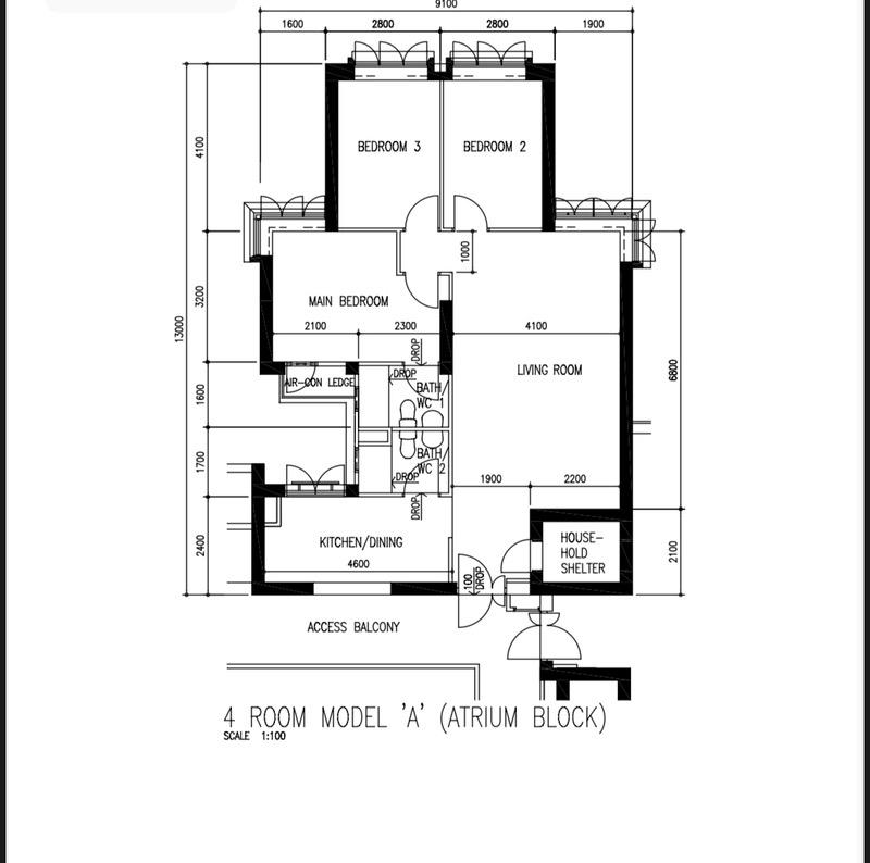 90 Tanglin Halt Road HDB Apartment For Rent, $4,400, 3 Bed 2 Bath 968 sqft $4.55 psf