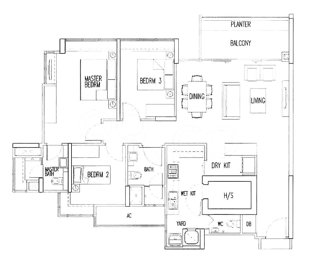 OASIS @ ELIAS Condominium For Rent, $4,700, 3 Bed 3 Bath 1,249 sqft $3.76 psf