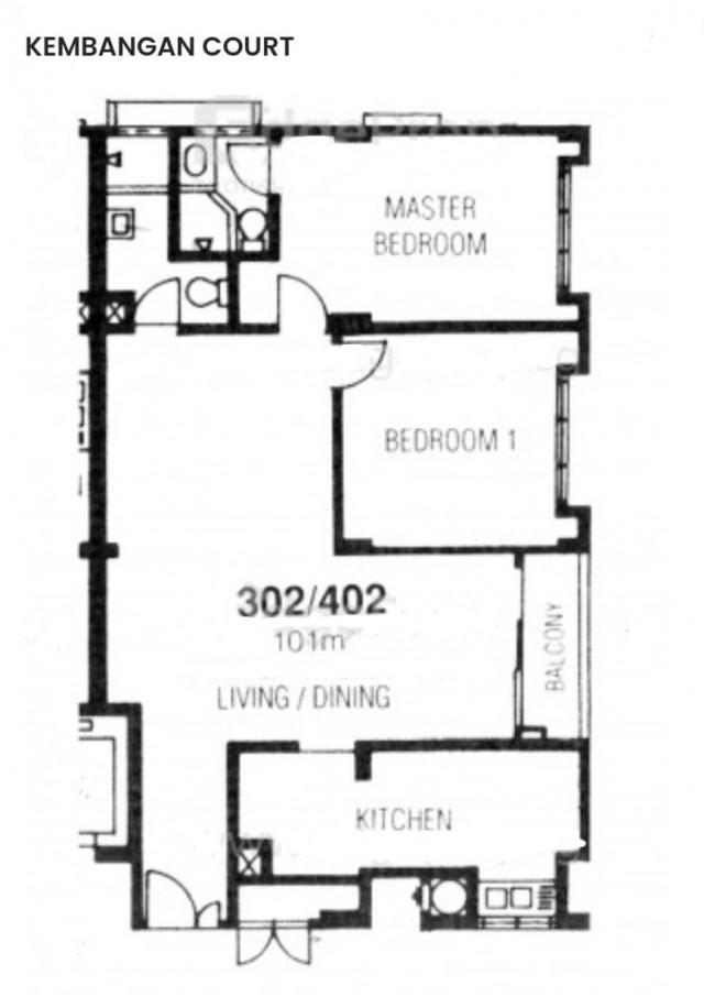 Kembangan Court Apartment For Rent, $4,100, 2 Bed 2 Bath 1,087 sqft $3.77 psf