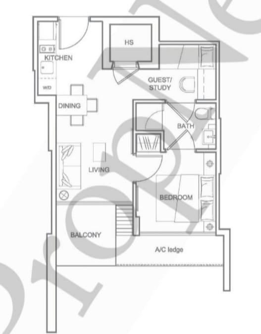 Centra Heights Condominium For Rent, $2,950, 2 Bed 1 Bath 463 sqft $6.37 psf