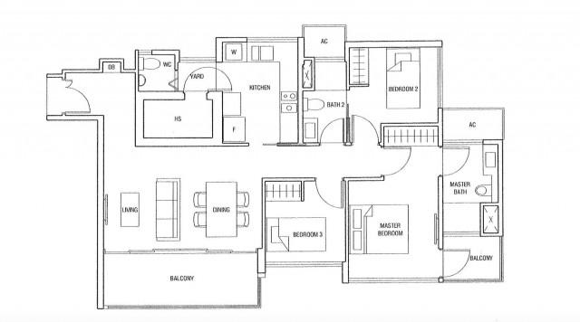 Bartley Residences Apartment For Rent, $5,100, 3 Bed 3 Bath 1,098 sqft $4.64 psf