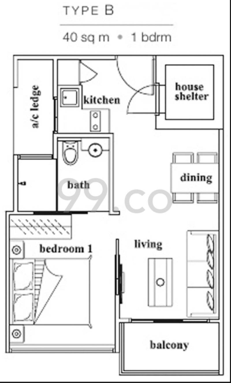 Isuites @ palm Condominium For Rent, $3,000, 2 Bed 1 Bath 635 sqft $4.72 psf