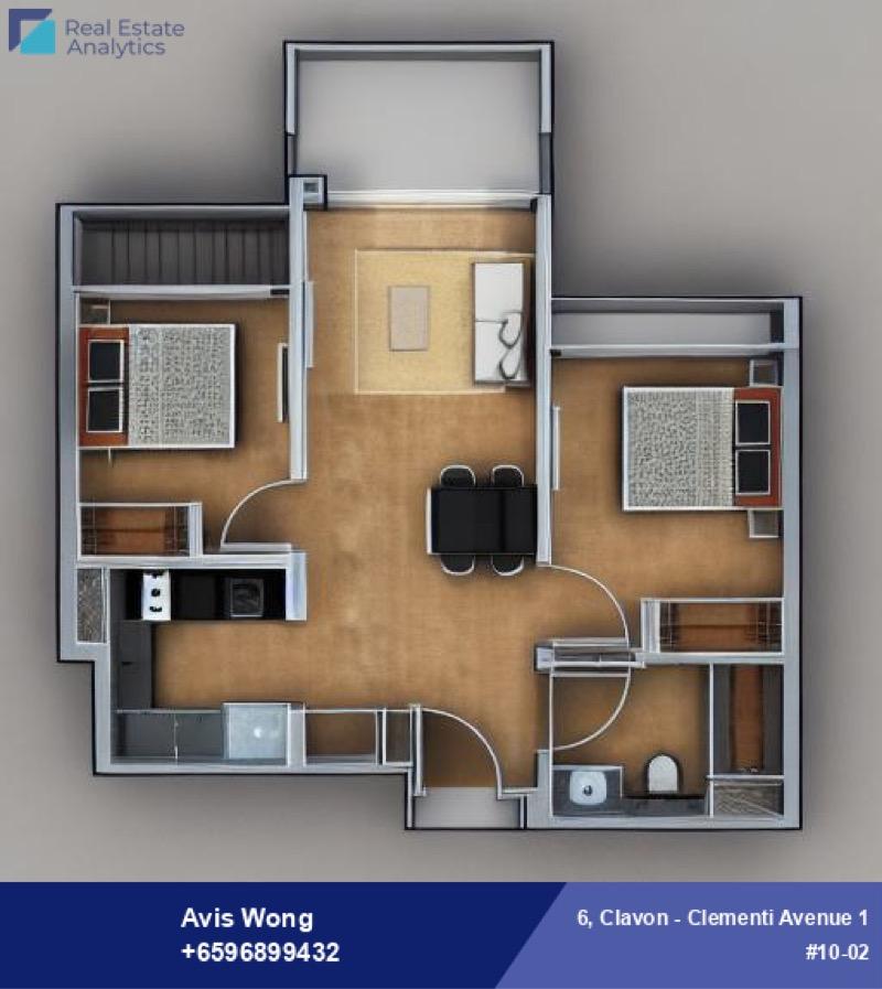 Clavon Condominium For Rent, $4,400, 2 Bed 1 Bath 678 sqft $6.49 psf