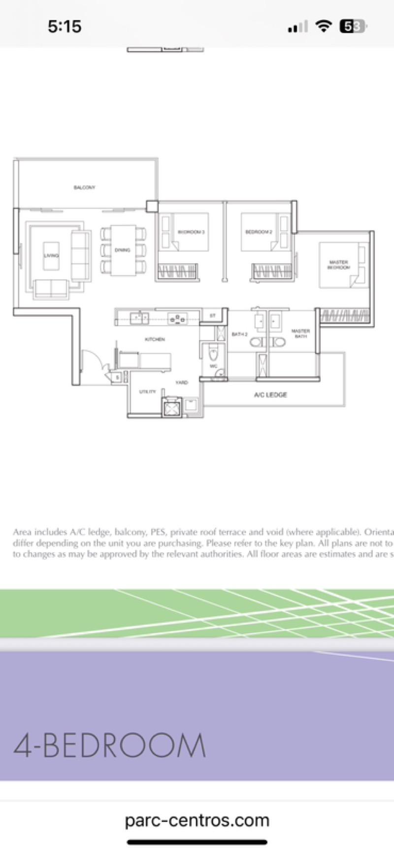 Parc Centros Condominium For Rent, $4,800, 3 Bed 2 Bath 1,141 sqft $4.21 psf