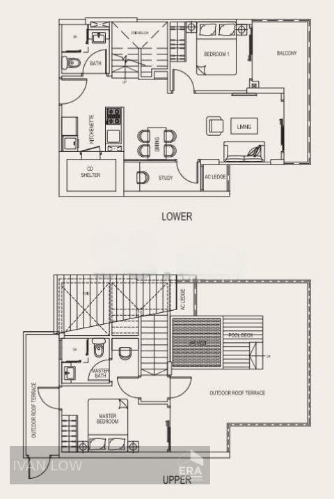 Penthouse 2bedrm With Study for Rent
