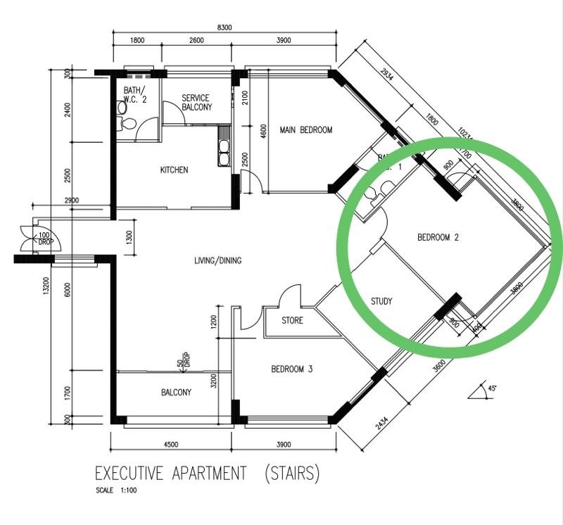 163 Yung Ping Road HDB Apartment Room Rental, $1,400, 1 Bed 2,152 sqft $0.65 psf