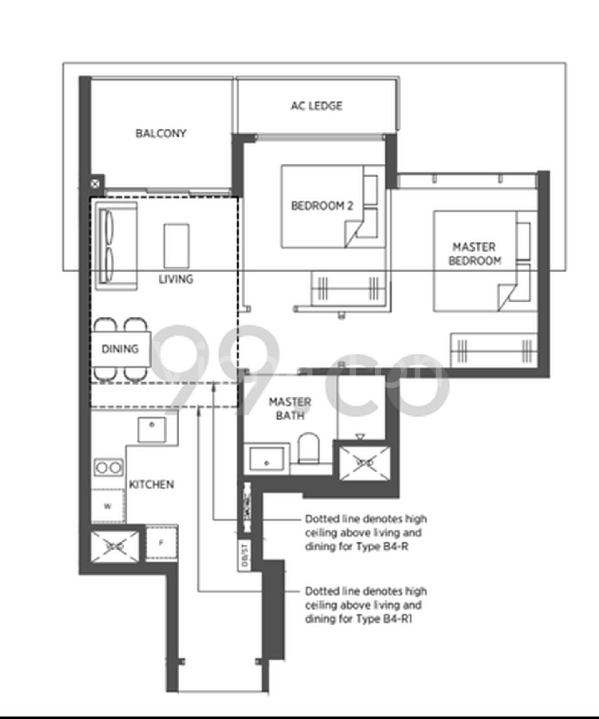 Parc Esta Condominium For Rent, $4,200, 2 Bed 1 Bath 635 sqft $6.61 psf