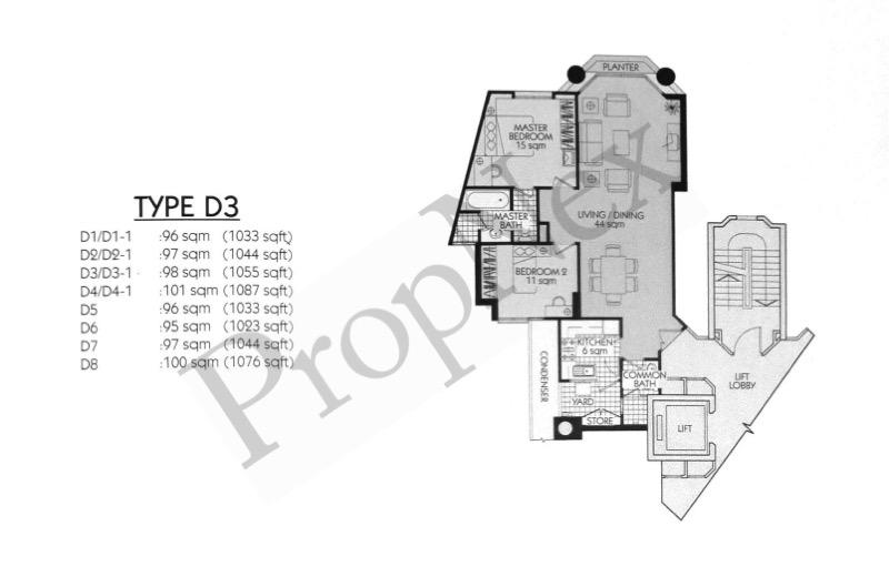 Signature Park Condominium For Rent, $4,100, 2 Bed 2 Bath 1,055 sqft $3.89 psf