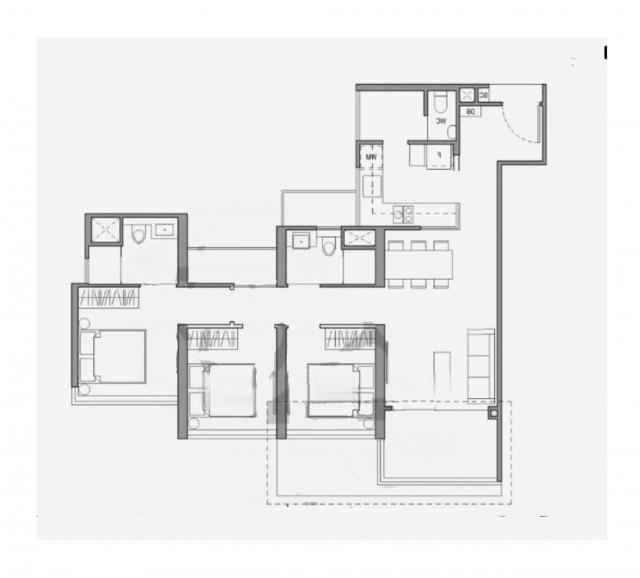 Parc Botannia Condominium For Rent, $4,500, 3 Bed 2 Bath 979 sqft $4.60 psf