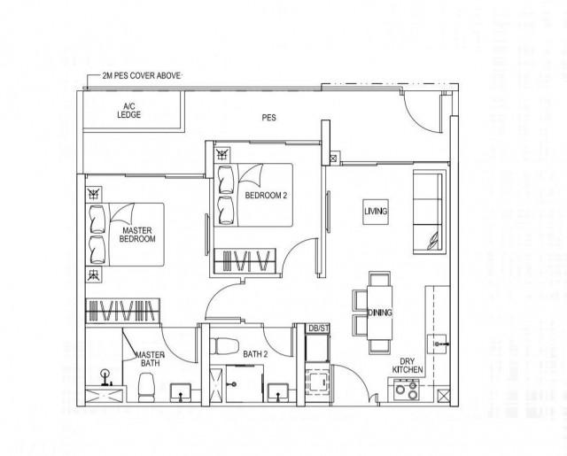 Sant Ritz Condominium For Rent, $4,000, 2 Bed 2 Bath 732 sqft $5.46 psf