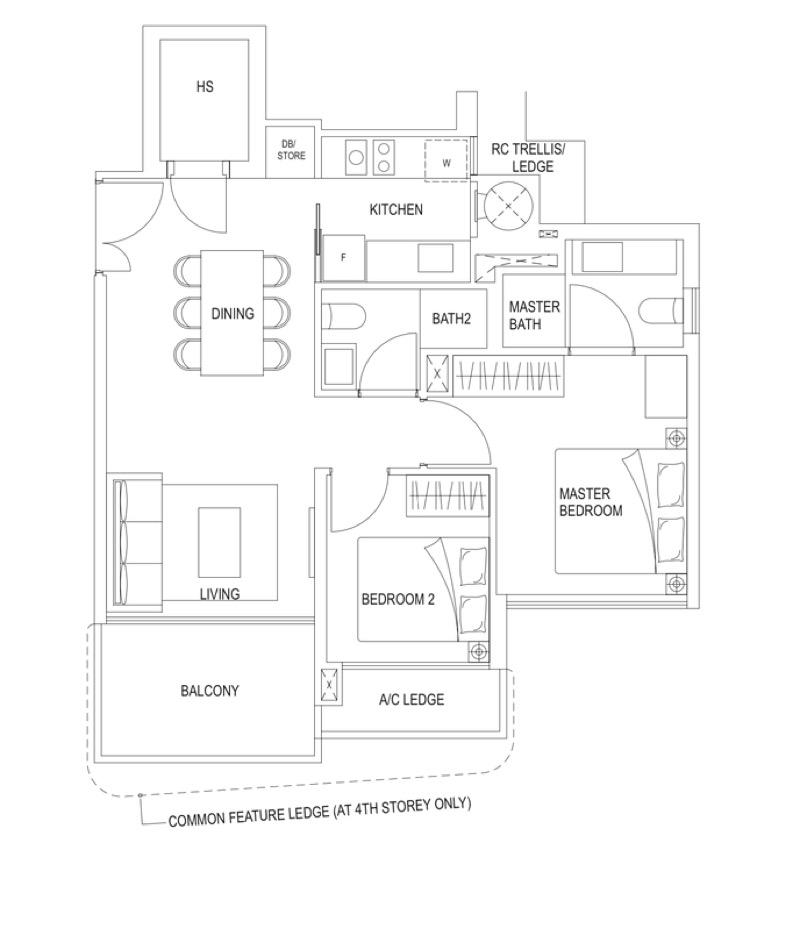 Stars of Kovan Condominium For Rent, $4,080, 2 Bed 2 Bath 732 sqft $5.57 psf