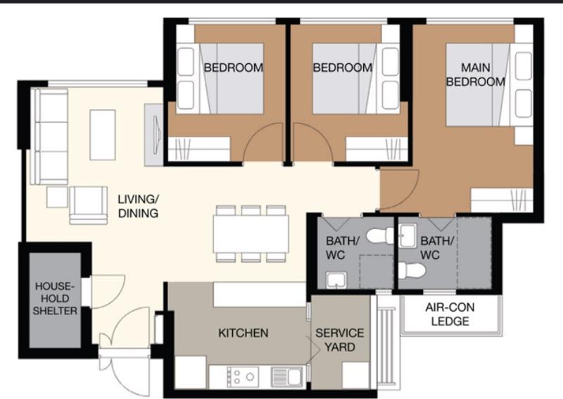285 Bishan Street 22 HDB Apartment For Rent, $4,200, 3 Bed 2 Bath 118 sqft $35.59 psf
