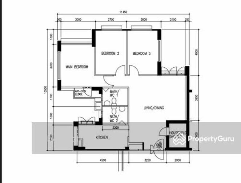 985A Buangkok Crescent HDB Apartment For Rent, $3,300, 3 Bed 2 Bath 968 sqft $3.41 psf