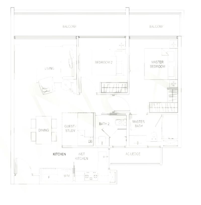 R Maisons (The Maisons) Apartment For Rent, $3,800, 2 Bed 2 Bath 936 sqft $4.06 psf