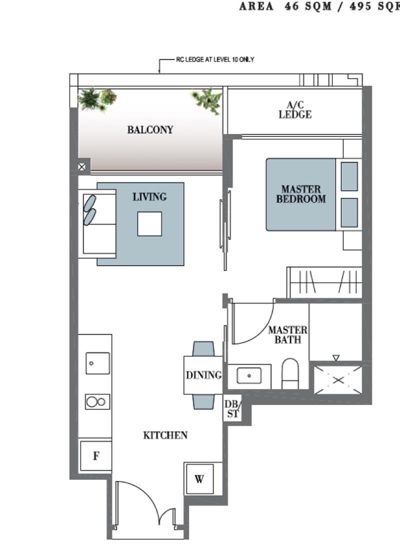Botanique @ Bartley Condominium For Rent, $3,200, 1 Bed 1 Bath 495 sqft $6.46 psf