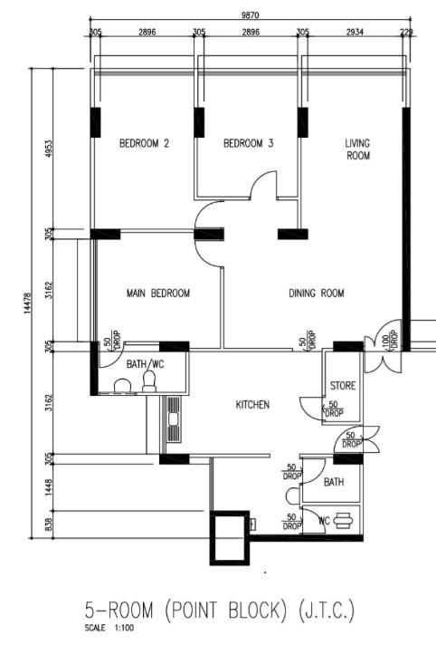 Pandan Gardens HDB Apartment For Rent, $4,300, 3 Bed 2 Bath 1,259 sqft $3.42 psf