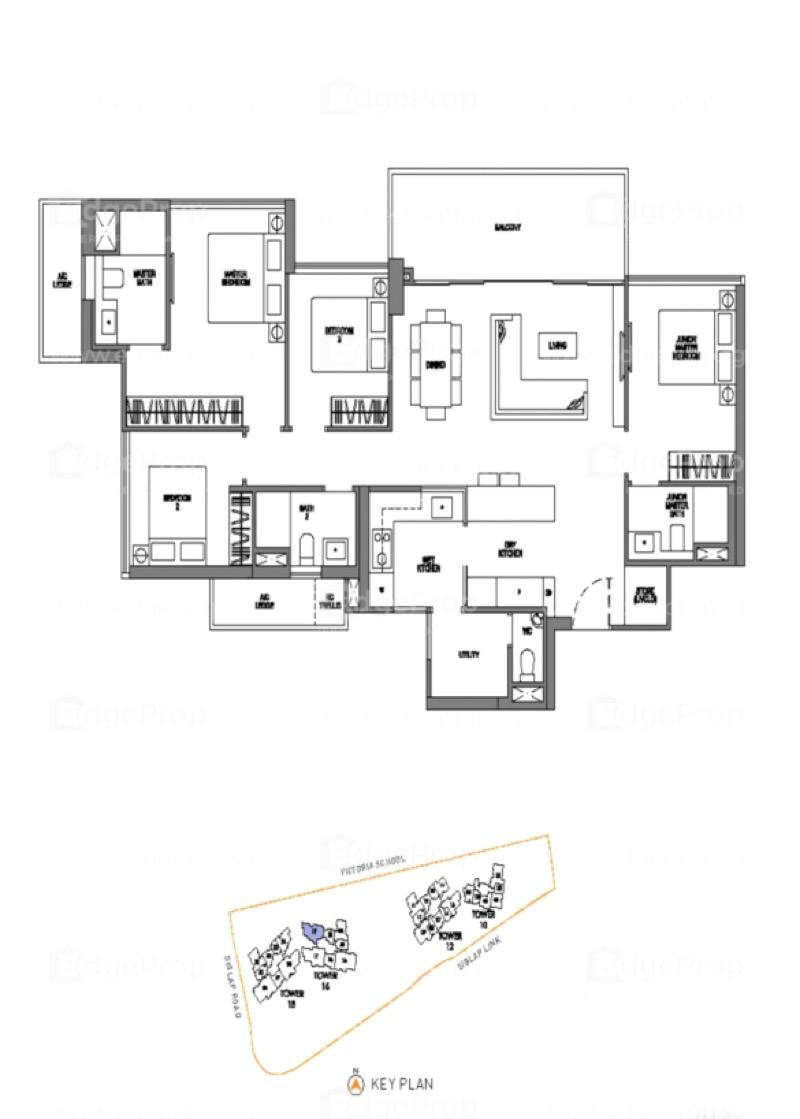 Seaside Residences Apartment For Rent, $9,500, 4 Bed 4 Bath 1,485 sqft $6.40 psf