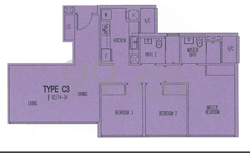 Eight Courtyards Condominium For Rent, $4,600, 2 Bed 3 Bath 980 sqft $4.69 psf