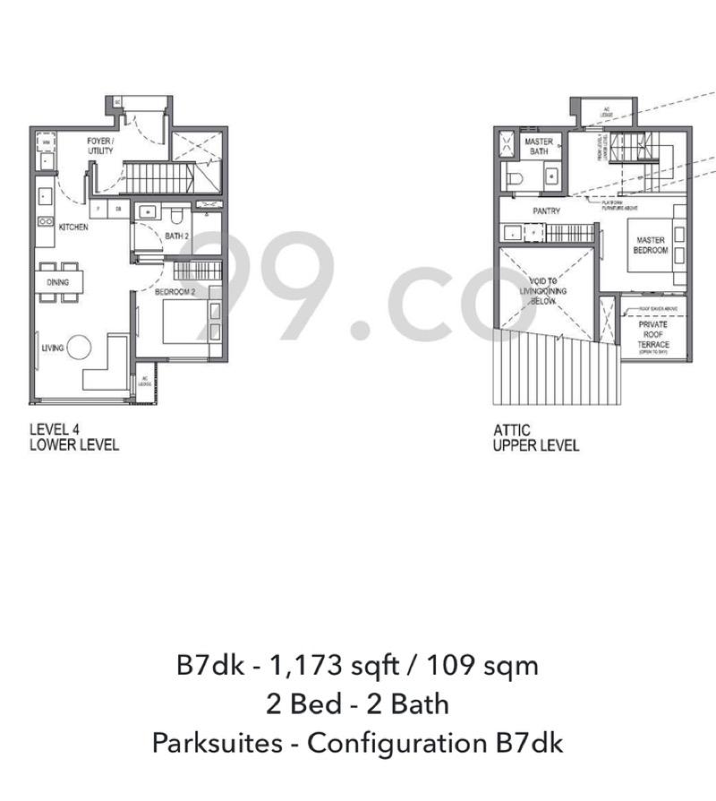 Parksuites Condominium For Rent, $6,750, 2 Bed 1 Bath 1,173 sqft $5.75 psf