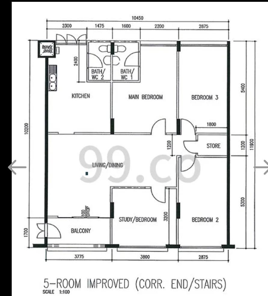 246 Bangkit Road HDB Apartment For Rent, $3,600, 3 Bed 2 Bath 1,249 sqft $2.88 psf