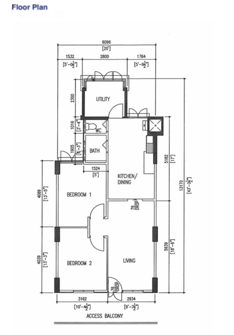 4 Marine Terrace HDB Apartment For Rent, $3,200, 3 Bed 2 Bath 688 sqft $4.65 psf