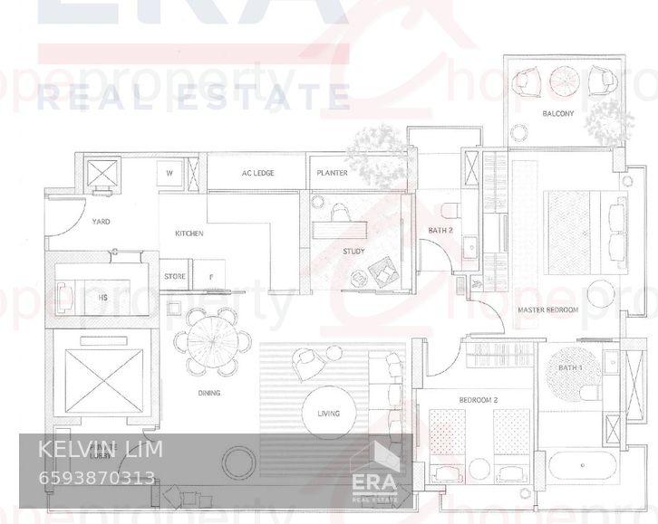 Exclusive 2 Bedroom and Study Unit for Lease at Cairnhill