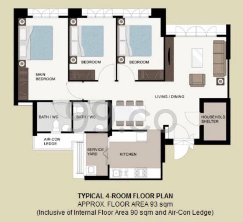 803A Keat Hong Close HDB Apartment For Rent, $2,800, 2 Bed 2 Bath 1,001 sqft $2.80 psf