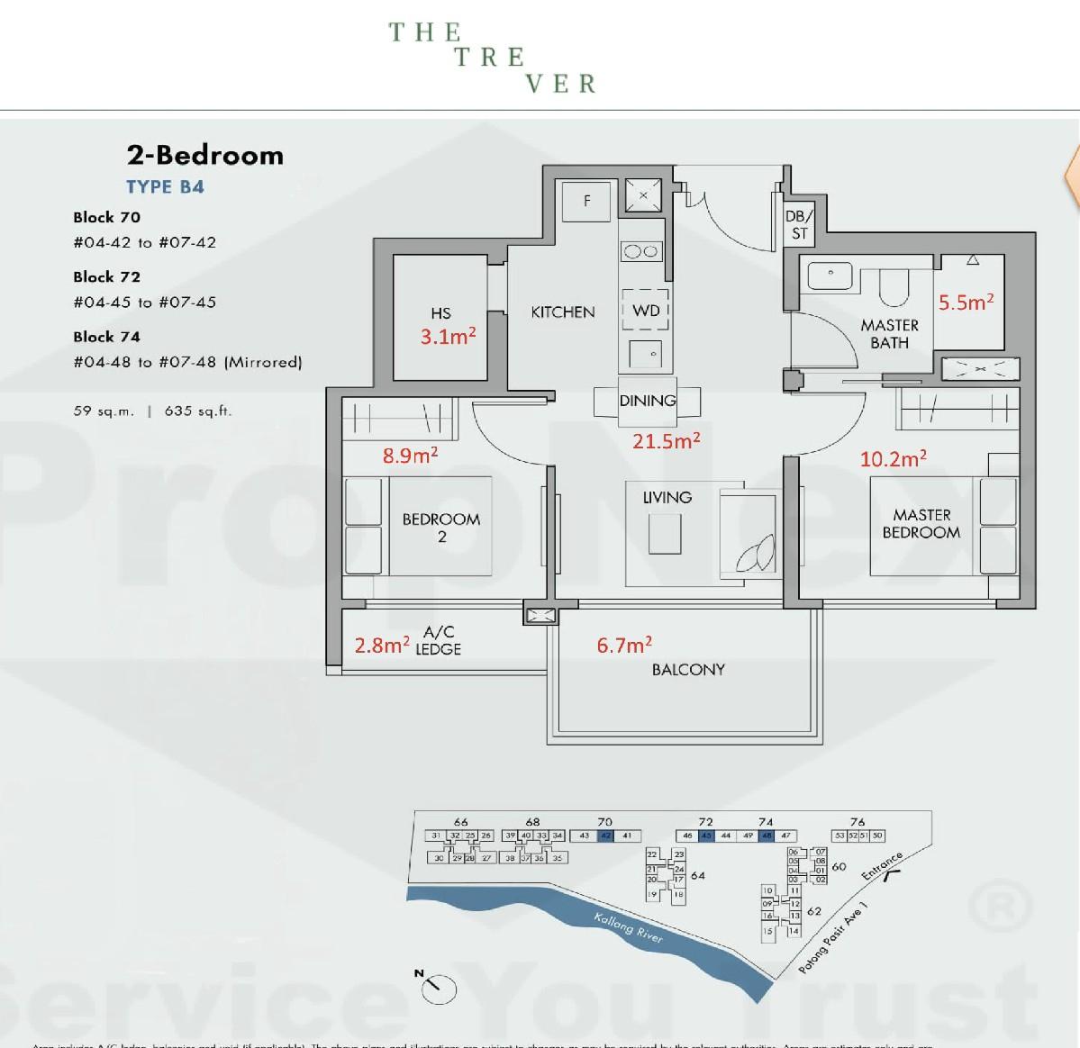 The Tre Ver Condominium For Rent, $4,200, 2 Bed 1 Bath 635 sqft $6.61 psf
