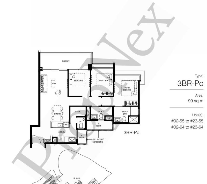 Normanton Park Condominium For Rent, $6,200, 3 Bed 2 Bath 1,066 sqft $5.82 psf