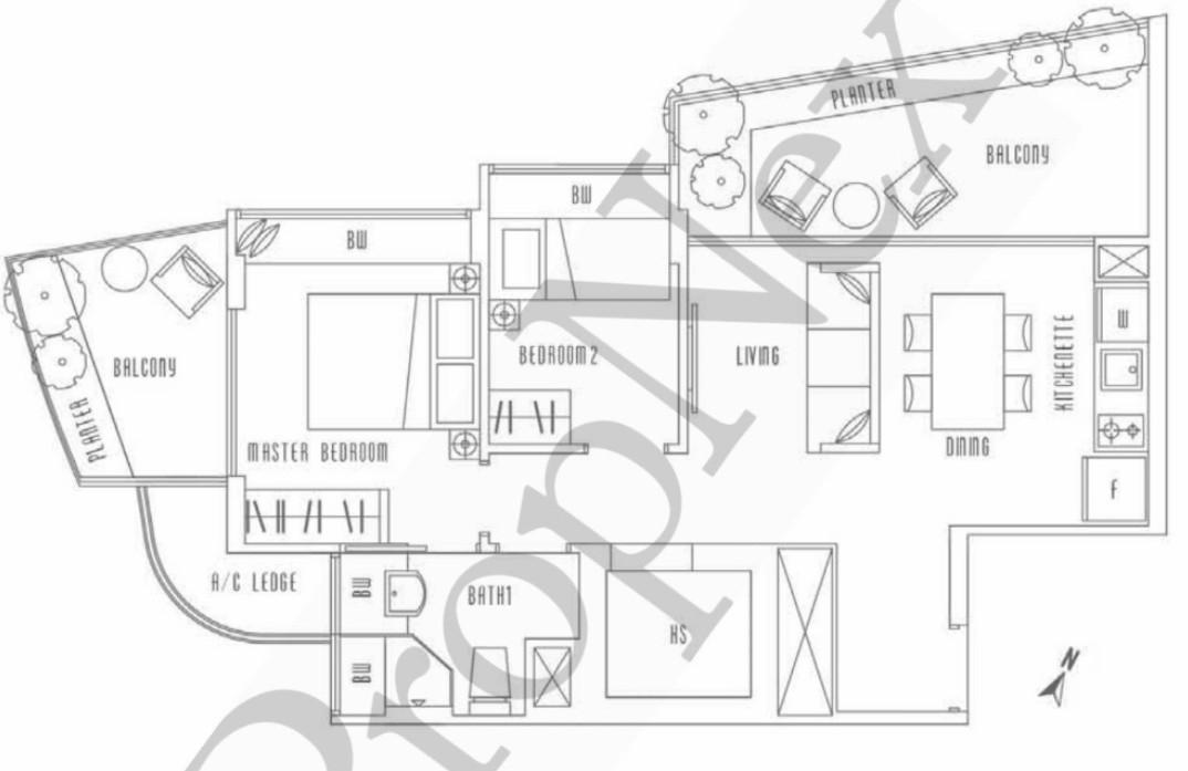 Illuminaire on Devonshire Apartment For Rent, $5,000, 2 Bed 1 Bath 721 sqft $6.93 psf