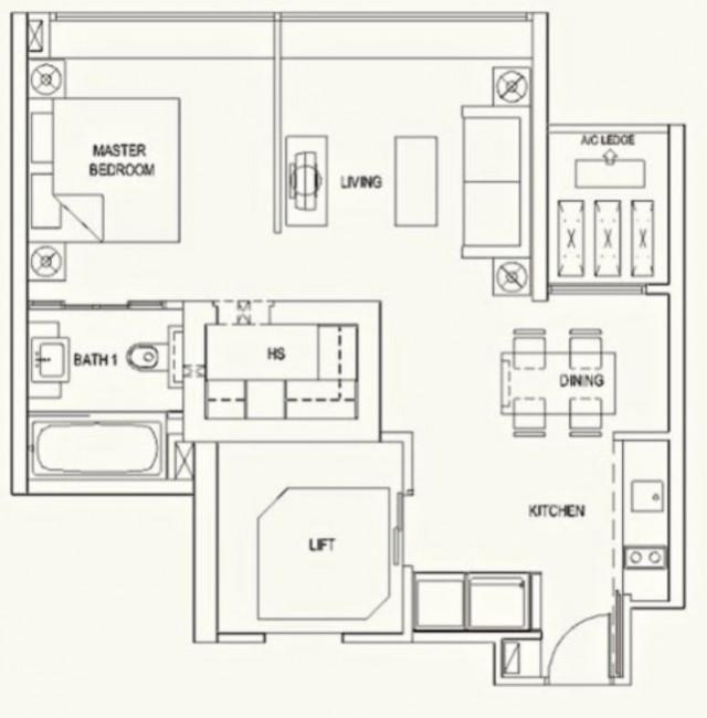 The Metz Condominium For Rent, $4,900, 1 Bed 1 Bath 581 sqft $8.43 psf