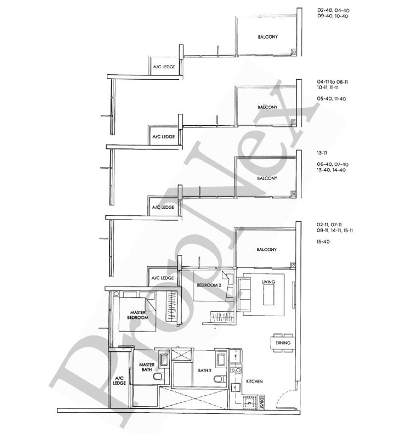 The Alps Residences Condominium For Rent, $3,800, 2 Bed 2 Bath 700 sqft $5.43 psf