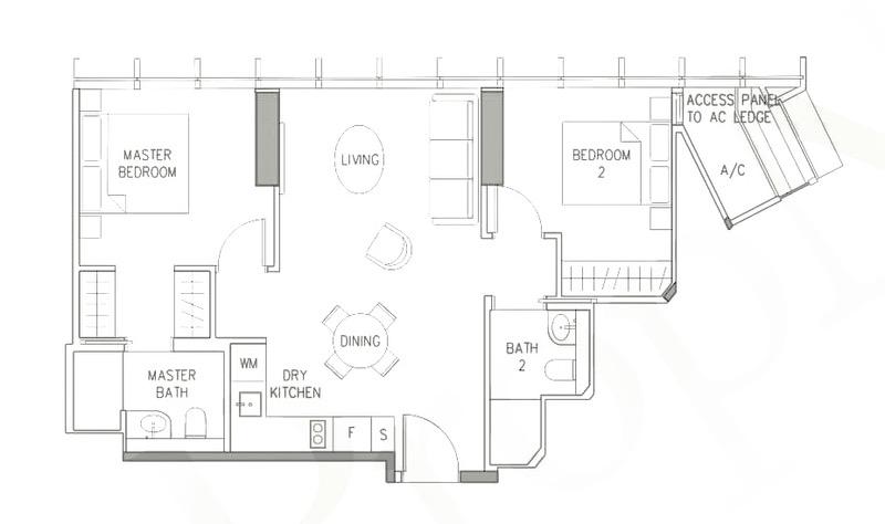 DUO Residences Apartment For Rent, $6,500, 2 Bed 2 Bath 818 sqft $7.95 psf