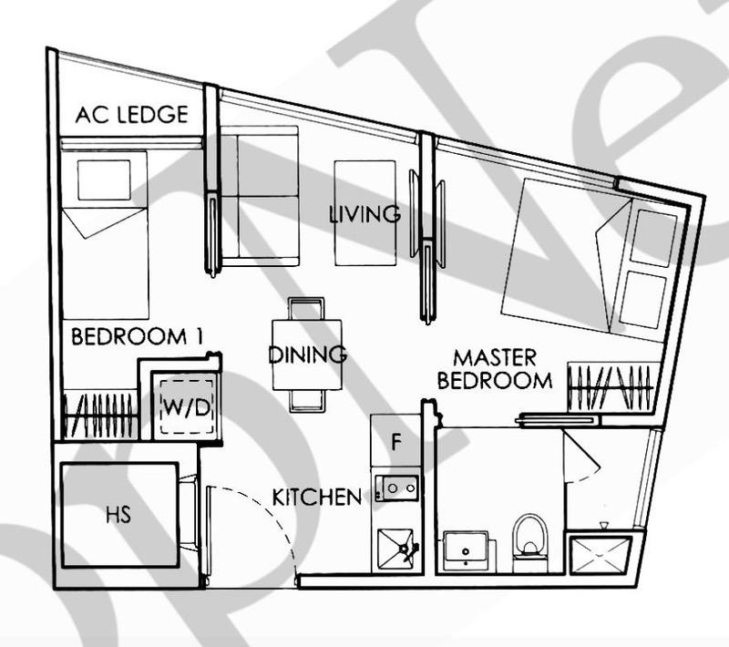 Oxley Edge Apartment For Rent, $3,400, 2 Bed 1 Bath 398 sqft $8.54 psf