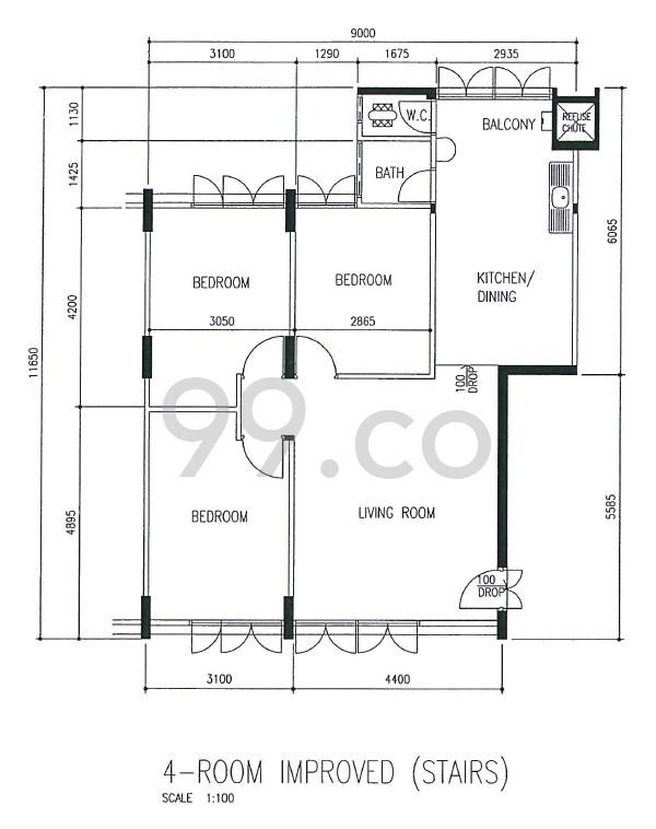 75 Marine Drive HDB Apartment For Rent, $3,580, 3 Bed 1 Bath 882 sqft $4.06 psf