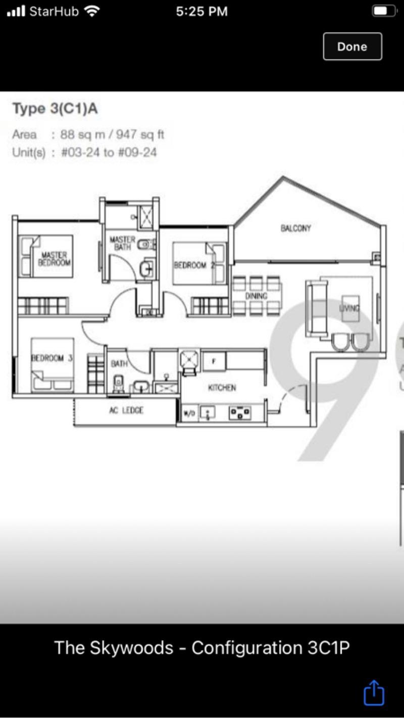 The Skywoods Condominium For Rent, $5,000, 3 Bed 2 Bath 947 sqft $5.28 psf