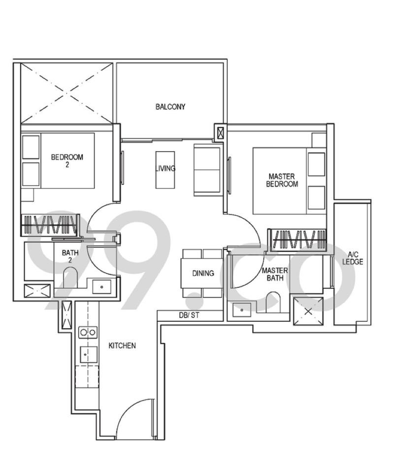 Sky Everton Condominium For Rent, $5,500, 2 Bed 2 Bath 646 sqft $8.51 psf