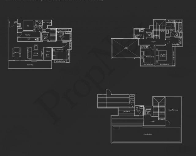 iResidences Penthouse Condominium For Rent, $11,888, 3 Bed 4 Bath 3,000 sqft $3.96 psf