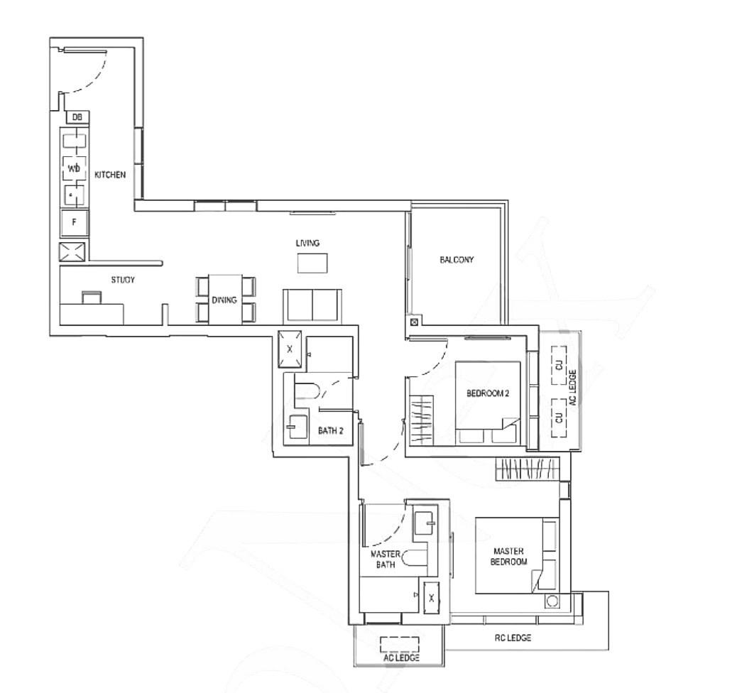 One Bernam Condominium For Rent, $6,000, 2 Bed 2 Bath 872 sqft $6.88 psf
