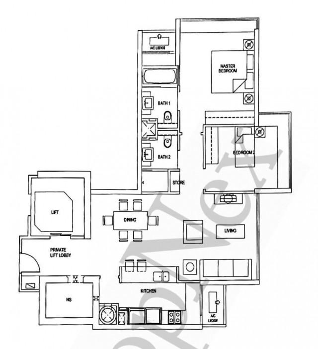 The Metz Condominium For Rent, $8,300, 2 Bed 2 Bath 1,055 sqft $7.87 psf