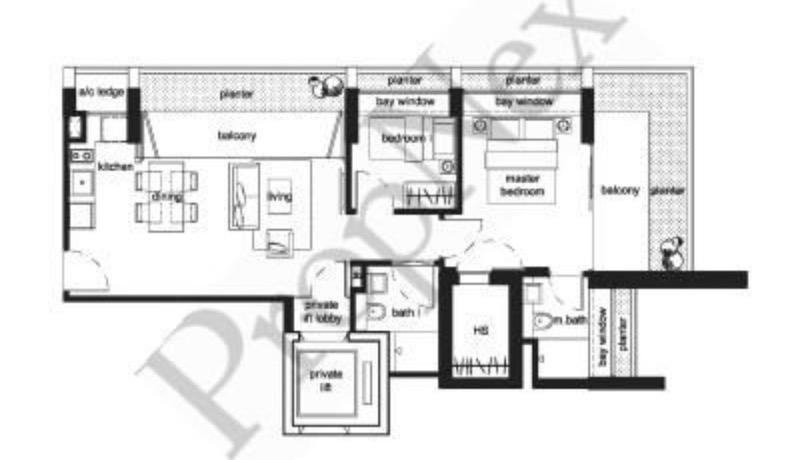 The Peak @ Cairnhill II Condominium For Rent, $4,400, 2 Bed 2 Bath 904 sqft $4.87 psf