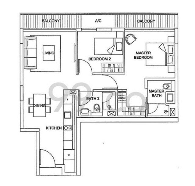 The Boutiq @ Killiney Condominium For Rent, $5,200, 2 Bed 2 Bath 883 sqft $5.89 psf