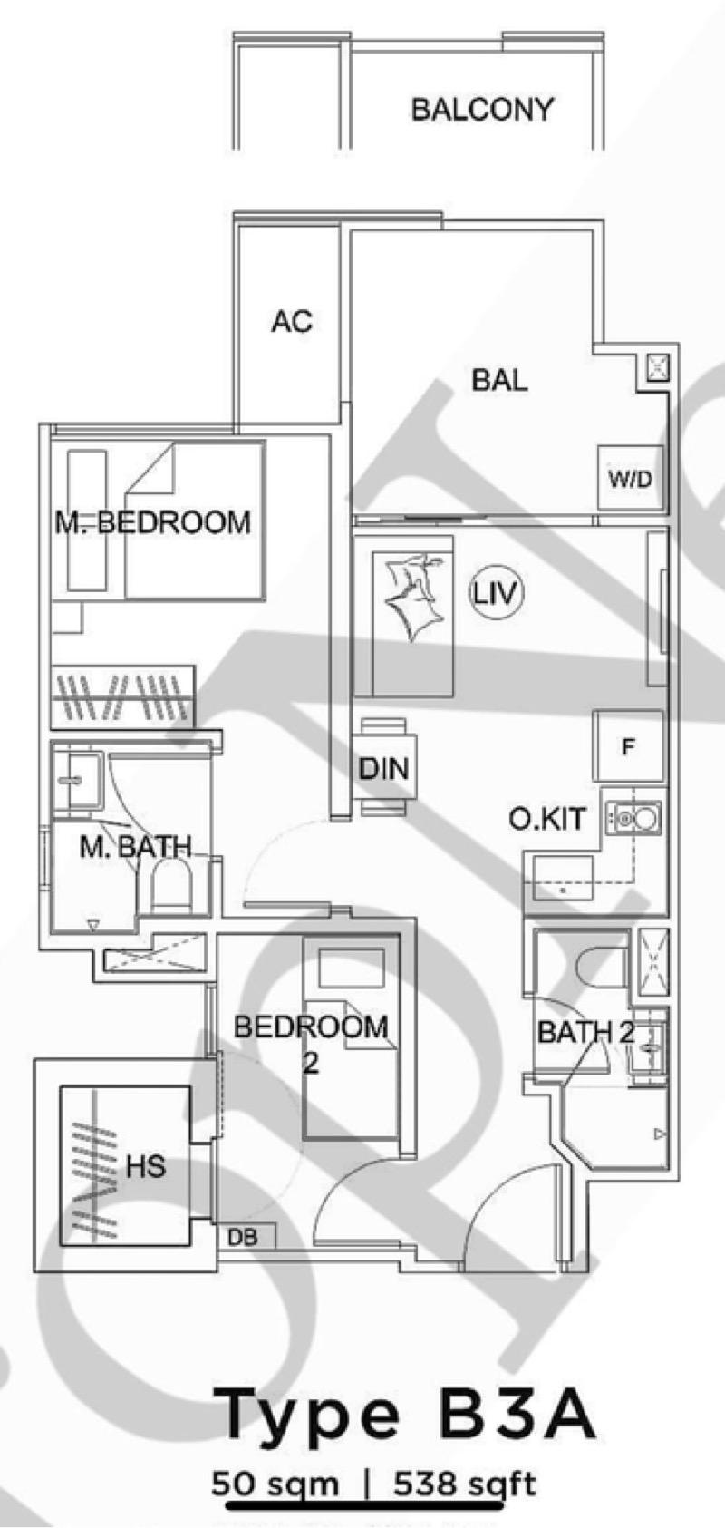 Uptown @ Farrer Condominium For Rent, $4,100, 2 Bed 2 Bath 538 sqft $7.62 psf
