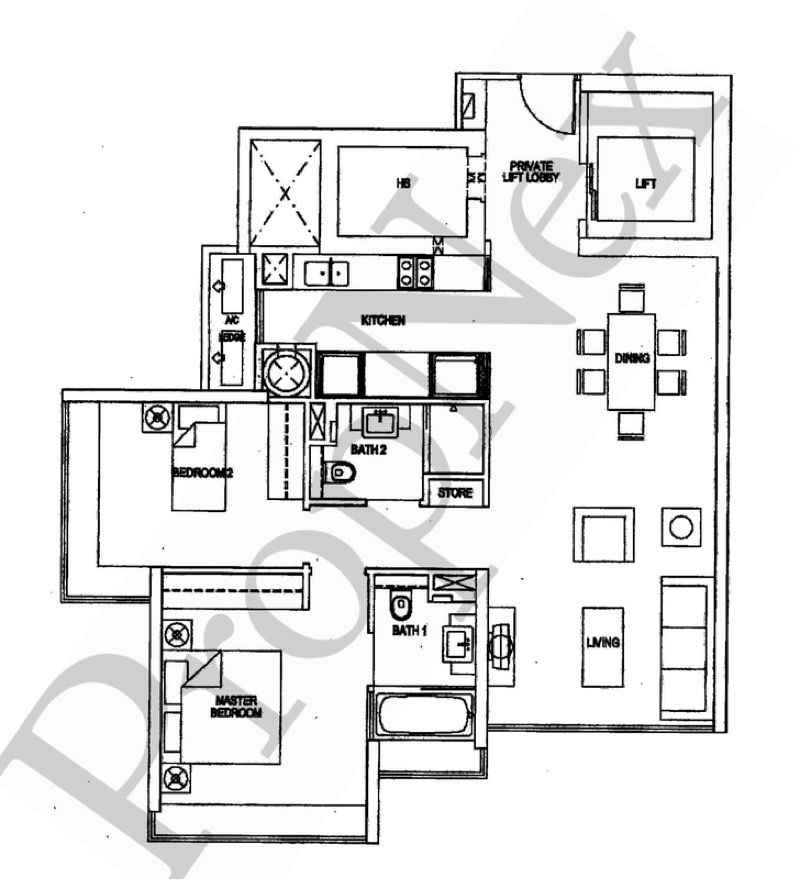 The Metz Condominium For Rent, $7,000, 2 Bed 2 Bath 1,023 sqft $6.84 psf