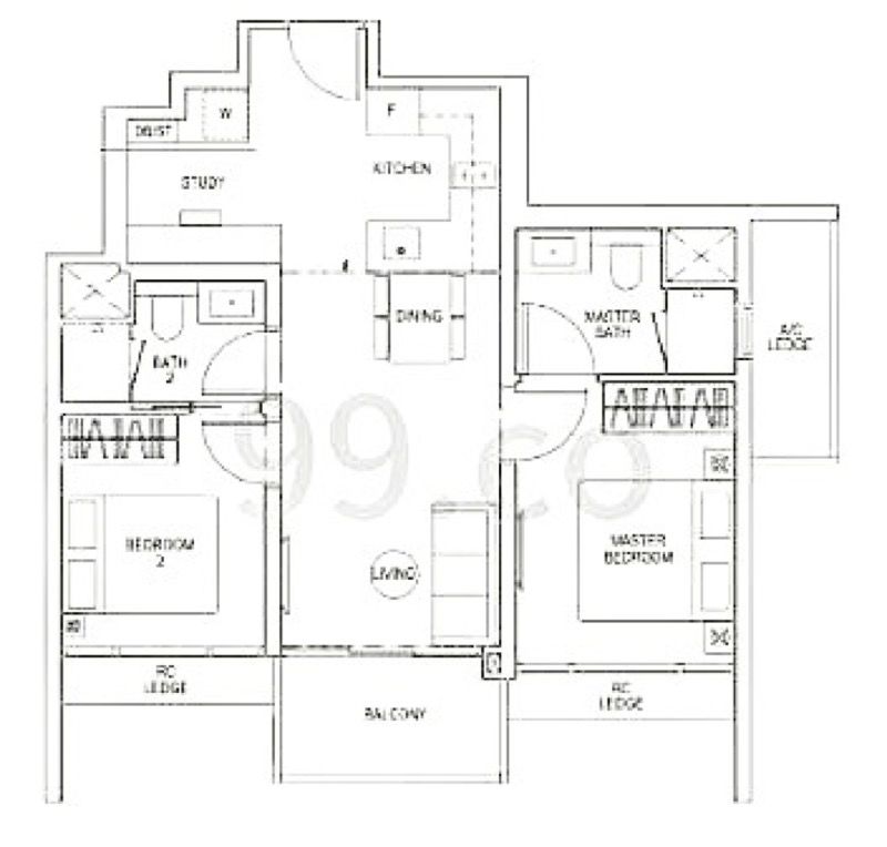 Piccadilly Grand Condominium For Rent, $5,500, 2 Bed 2 Bath 710 sqft $7.75 psf